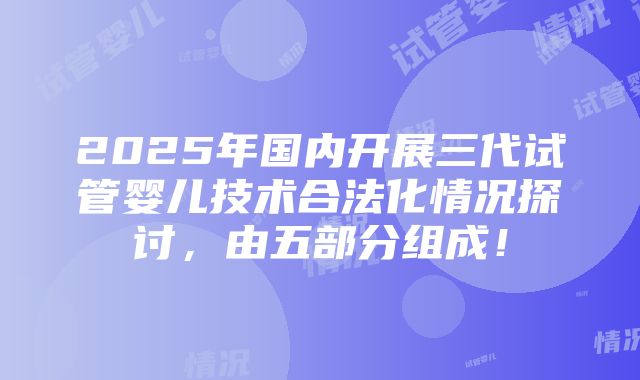 2025年国内开展三代试管婴儿技术合法化情况探讨，由五部分组成！