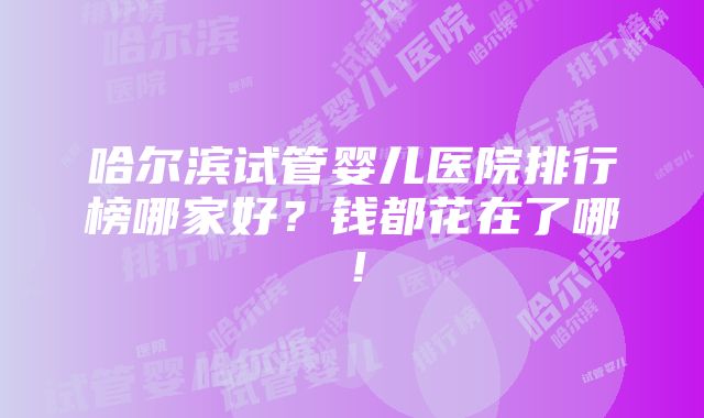 哈尔滨试管婴儿医院排行榜哪家好？钱都花在了哪！