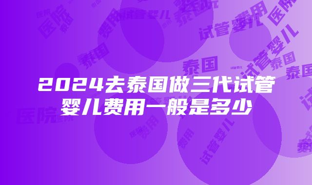 2024去泰国做三代试管婴儿费用一般是多少