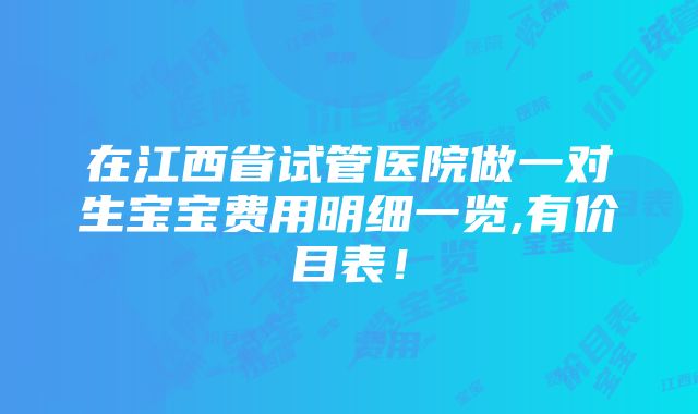 在江西省试管医院做一对生宝宝费用明细一览,有价目表！