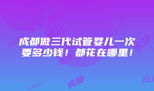 成都做三代试管婴儿一次要多少钱！都花在哪里！