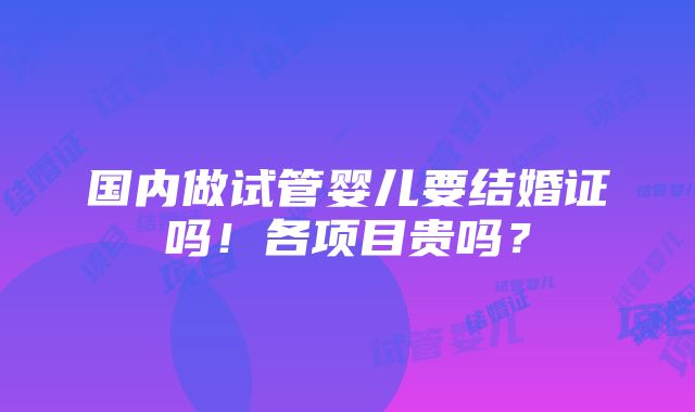 国内做试管婴儿要结婚证吗！各项目贵吗？