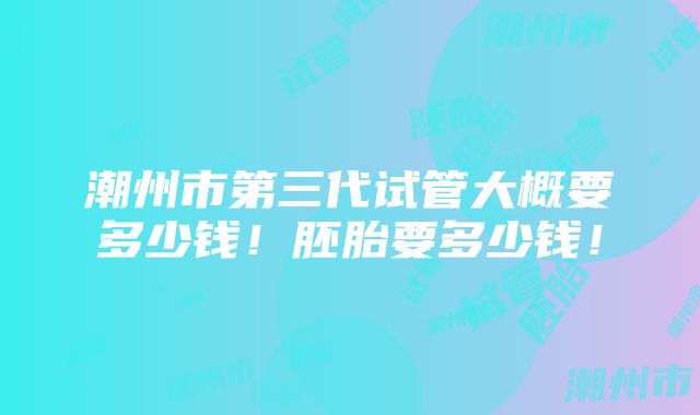 潮州市第三代试管大概要多少钱！胚胎要多少钱！