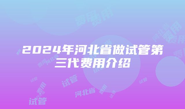 2024年河北省做试管第三代费用介绍