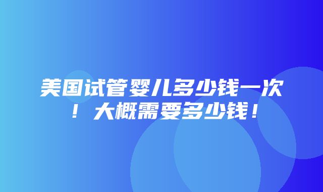 美国试管婴儿多少钱一次！大概需要多少钱！