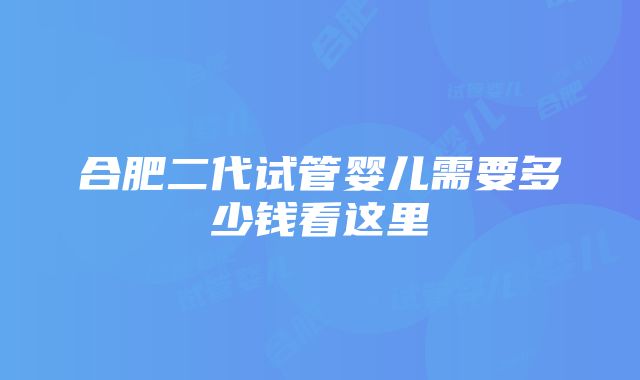 合肥二代试管婴儿需要多少钱看这里