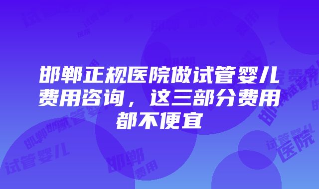 邯郸正规医院做试管婴儿费用咨询，这三部分费用都不便宜