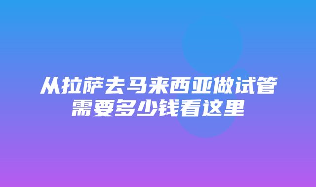 从拉萨去马来西亚做试管需要多少钱看这里