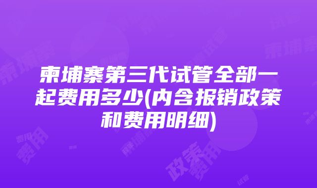 柬埔寨第三代试管全部一起费用多少(内含报销政策和费用明细)