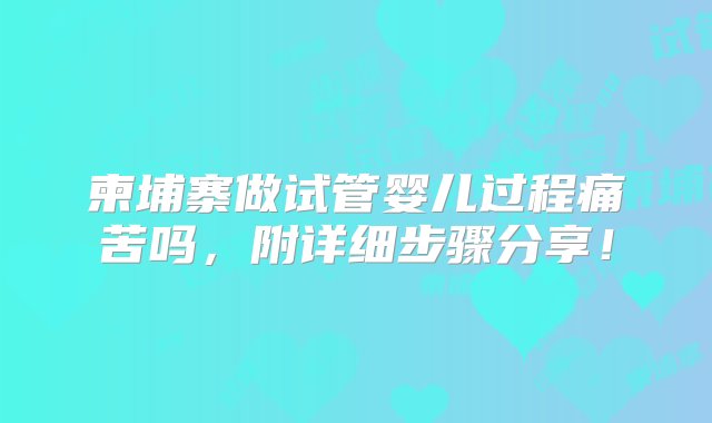 柬埔寨做试管婴儿过程痛苦吗，附详细步骤分享！