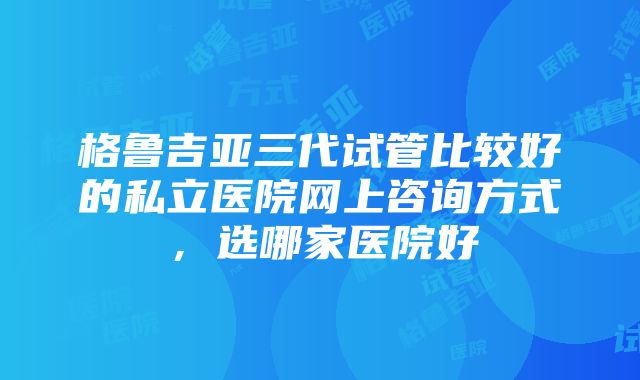 格鲁吉亚三代试管比较好的私立医院网上咨询方式，选哪家医院好