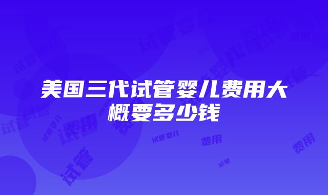 美国三代试管婴儿费用大概要多少钱