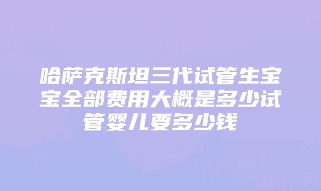 哈萨克斯坦三代试管生宝宝全部费用大概是多少试管婴儿要多少钱