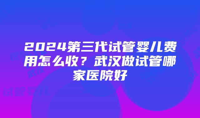 2024第三代试管婴儿费用怎么收？武汉做试管哪家医院好