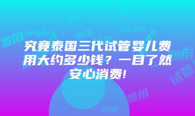 究竟泰国三代试管婴儿费用大约多少钱？一目了然安心消费!