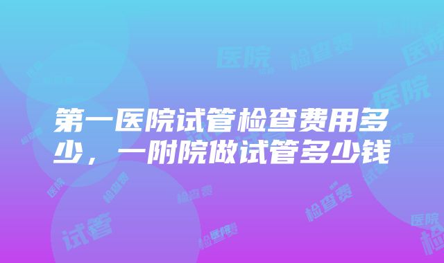 第一医院试管检查费用多少，一附院做试管多少钱