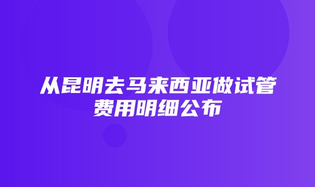 从昆明去马来西亚做试管费用明细公布