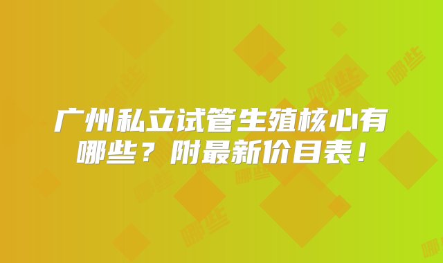 广州私立试管生殖核心有哪些？附最新价目表！