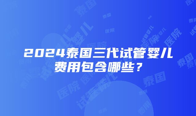 2024泰国三代试管婴儿费用包含哪些？