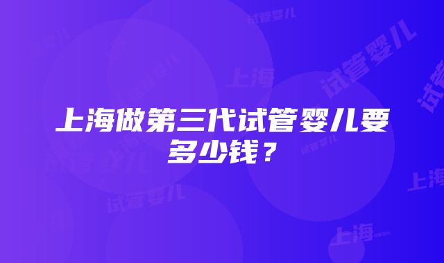 上海做第三代试管婴儿要多少钱？