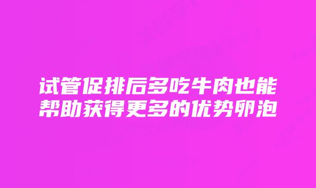 试管促排后多吃牛肉也能帮助获得更多的优势卵泡