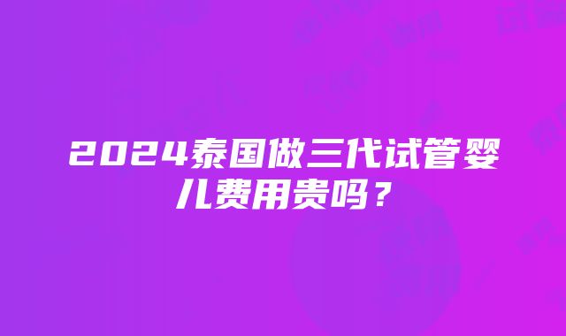 2024泰国做三代试管婴儿费用贵吗？