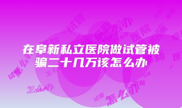 在阜新私立医院做试管被骗二十几万该怎么办