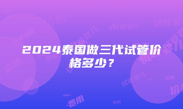 2024泰国做三代试管价格多少？