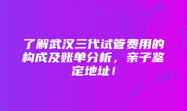 了解武汉三代试管费用的构成及账单分析，亲子鉴定地址！