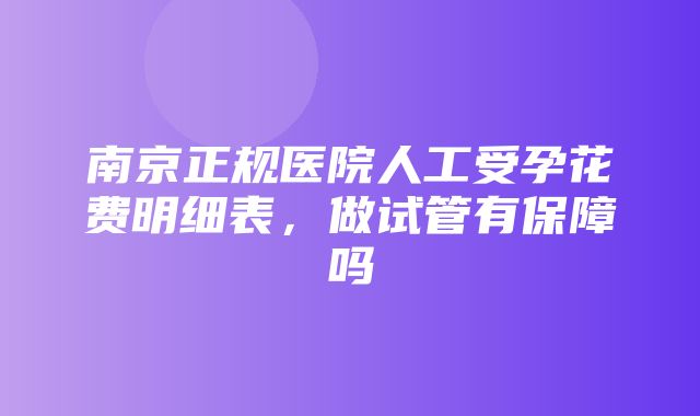 南京正规医院人工受孕花费明细表，做试管有保障吗