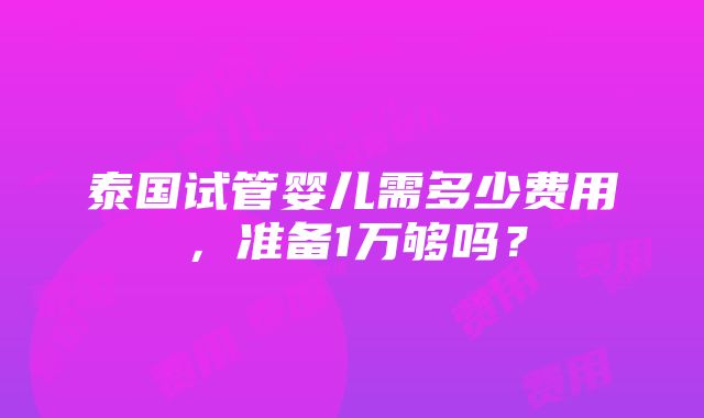 泰国试管婴儿需多少费用，准备1万够吗？