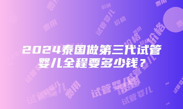 2024泰国做第三代试管婴儿全程要多少钱？