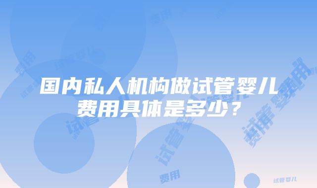 国内私人机构做试管婴儿费用具体是多少？