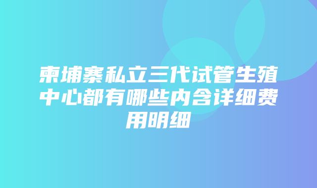 柬埔寨私立三代试管生殖中心都有哪些内含详细费用明细