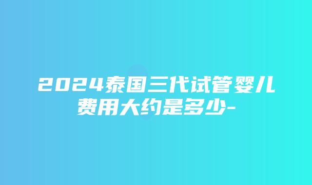 2024泰国三代试管婴儿费用大约是多少-