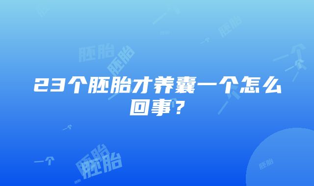 23个胚胎才养囊一个怎么回事？