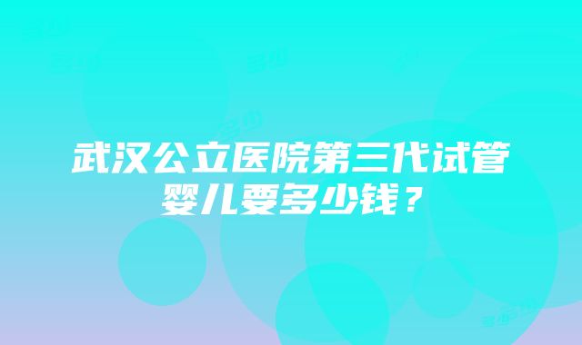 武汉公立医院第三代试管婴儿要多少钱？