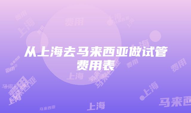 从上海去马来西亚做试管费用表