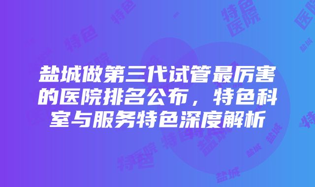 盐城做第三代试管最厉害的医院排名公布，特色科室与服务特色深度解析