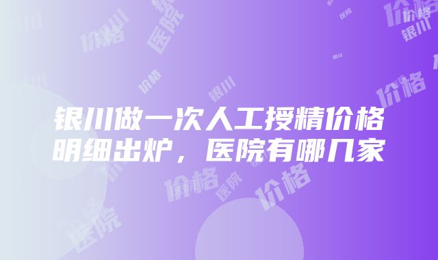 银川做一次人工授精价格明细出炉，医院有哪几家