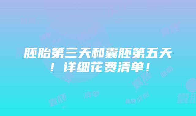 胚胎第三天和囊胚第五天！详细花费清单！