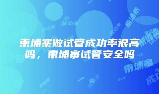 柬埔寨做试管成功率很高吗，柬埔寨试管安全吗