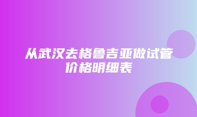 从武汉去格鲁吉亚做试管价格明细表