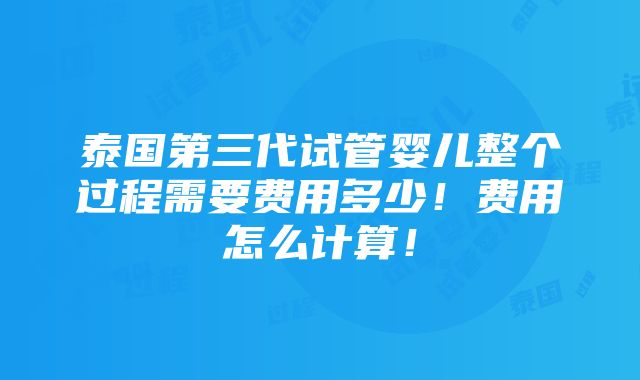 泰国第三代试管婴儿整个过程需要费用多少！费用怎么计算！