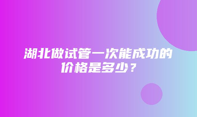 湖北做试管一次能成功的价格是多少？