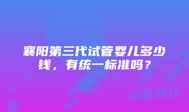 襄阳第三代试管婴儿多少钱，有统一标准吗？