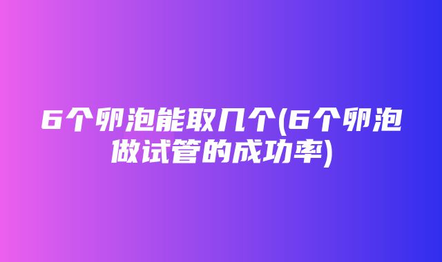 6个卵泡能取几个(6个卵泡做试管的成功率)