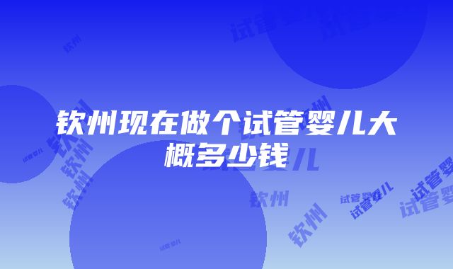 钦州现在做个试管婴儿大概多少钱