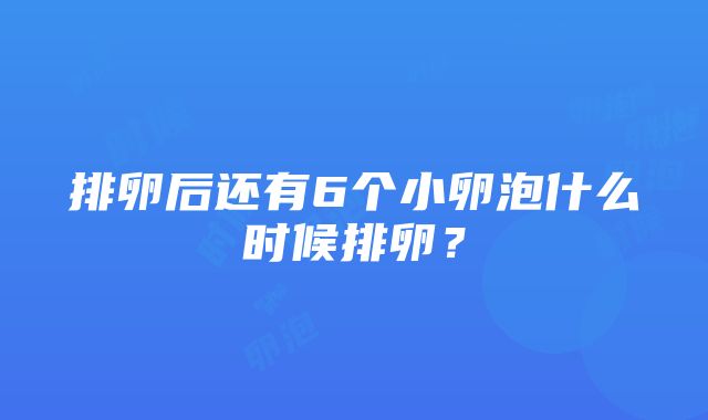 排卵后还有6个小卵泡什么时候排卵？