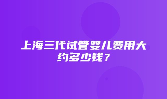 上海三代试管婴儿费用大约多少钱？